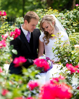 Newlyweds Quietly Talking after Boston, MA LDS Temple Wedding