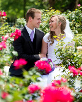 Newlyweds outside temple after  Boston, MA LDS Temple Wedding